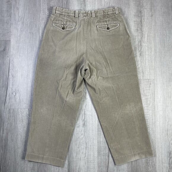 Vtg LL Bean Pants Mens 31X29 Khaki Classic Flat Front Straight Leg Corduroy P - Picture 10 of 13